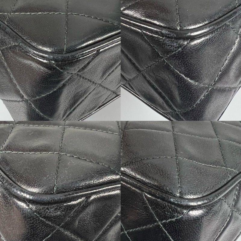 CHANEL VINTAGE菱格紋皮穿鍊相機包 黑-9