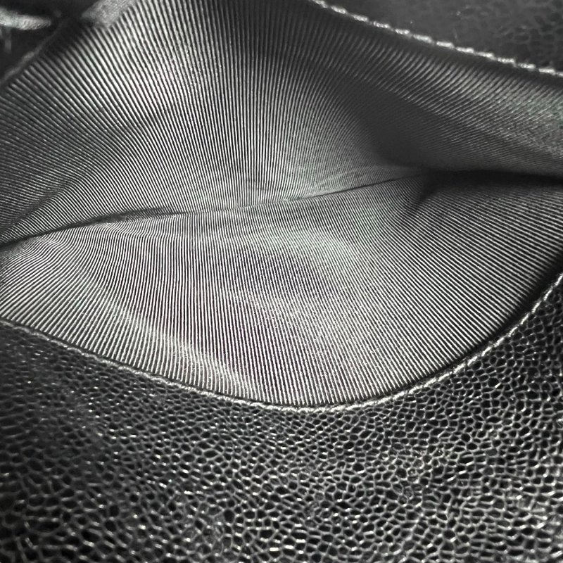 CHANEL VINTAGE荔枝皮TRIPLE LOGO金鍊托特包 黑-8