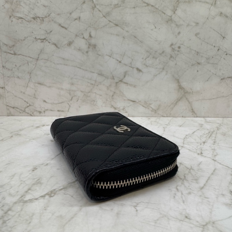 CHANEL黑色銀雙Cㄇ拉零錢包-2