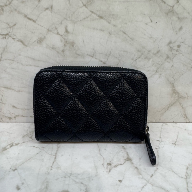 CHANEL黑色銀雙Cㄇ拉零錢包-3