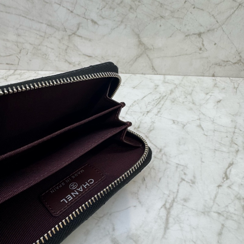 CHANEL黑色銀雙Cㄇ拉零錢包-4