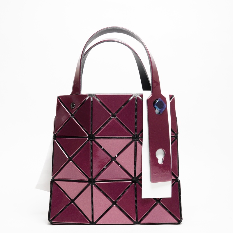 三宅一生 Carat 3x3手提包 鉑金酒紅色-0