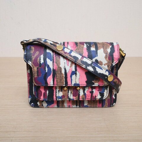 MARNI Trunk風琴包MINI18拼色牛皮金扣肩背包