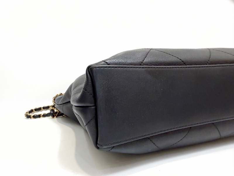 Chanel 黑小牛皮霧金釦皮穿鍊手提肩背包AS2491-6