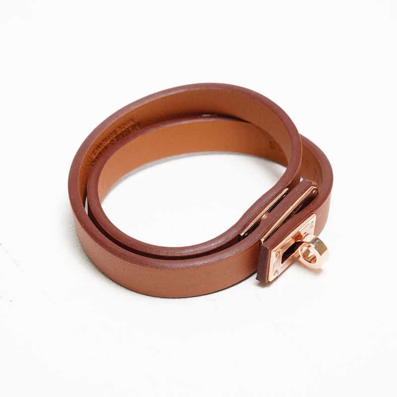 Hermès     Mini Kelly Double Tour bracelet 棕色配玫瑰金色-1