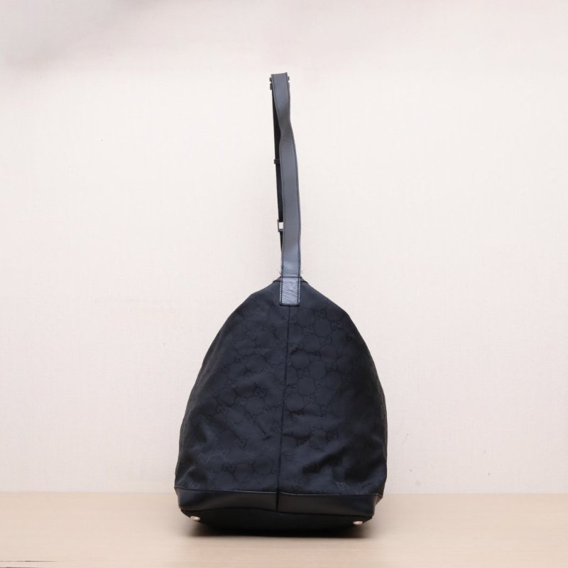 GUCCI 黑色帆布旅行斜挎包肩背包-4