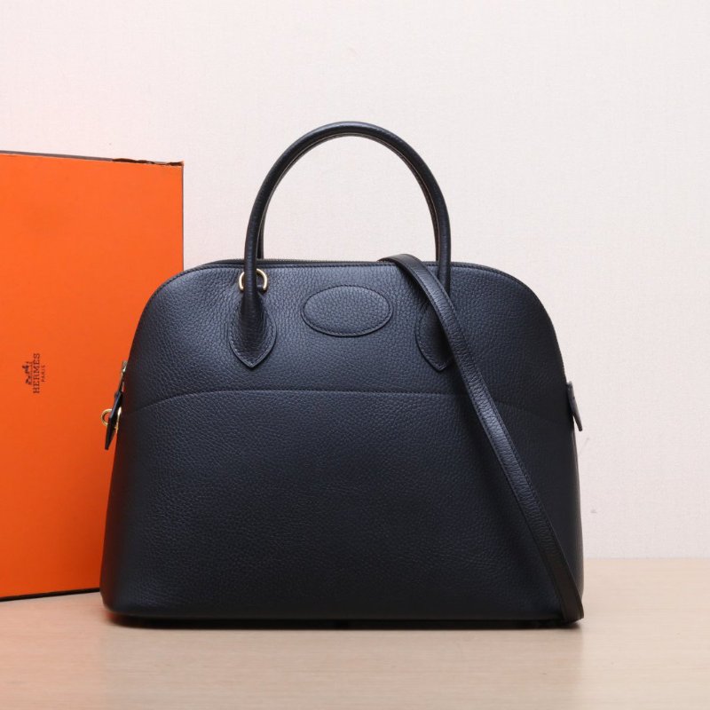 HERMES Bolide保齡球包3589黑色Buffalo阿登皮圈Z金扣肩背包-0