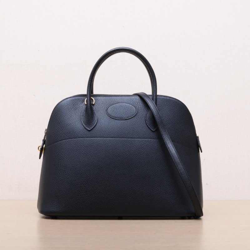HERMES Bolide保齡球包3589黑色Buffalo阿登皮圈Z金扣肩背包-1