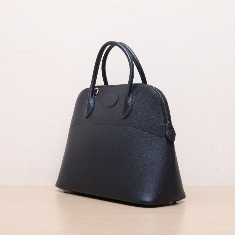 HERMES Bolide保齡球包3589黑色Buffalo阿登皮圈Z金扣肩背包-4