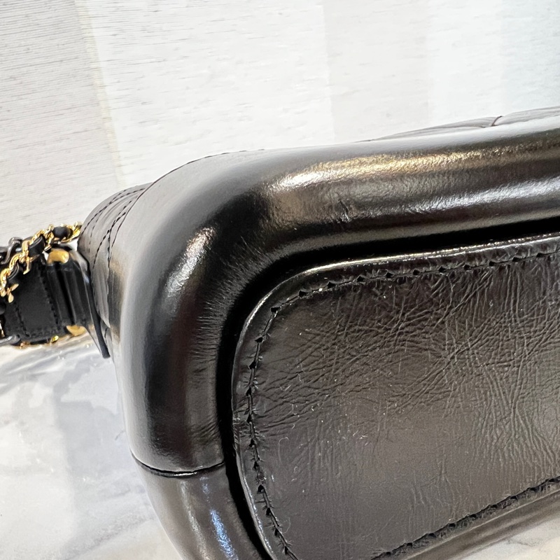 Chanel 黑牛皮菱格霧金釦四色鏈小號肩斜背包-2