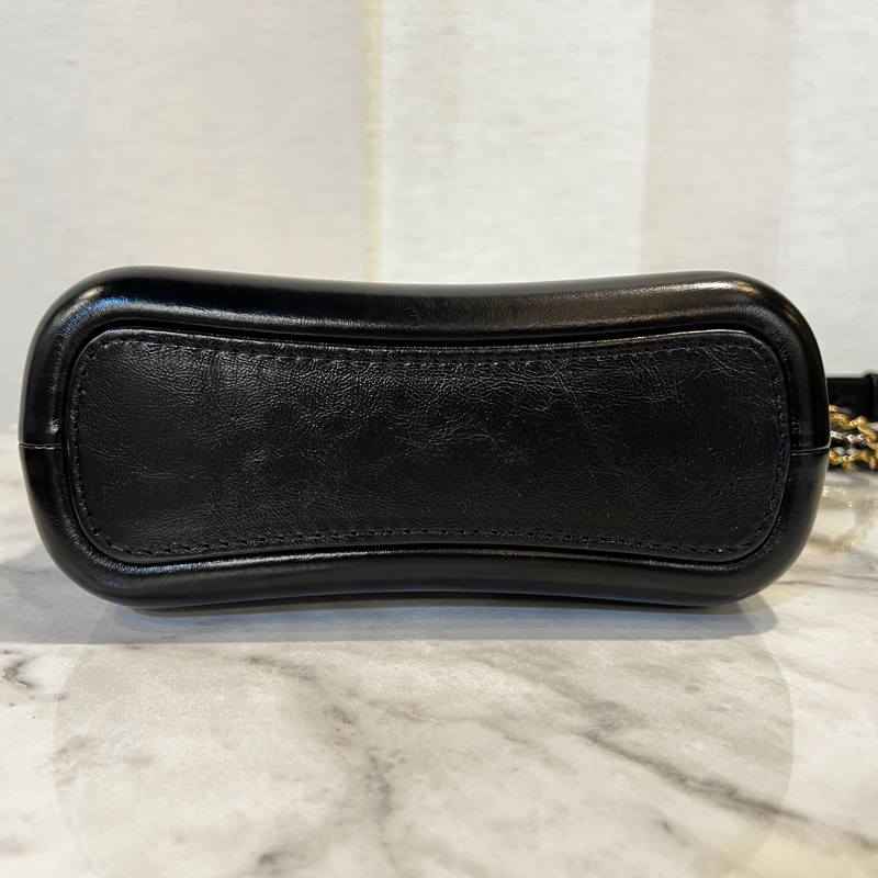 Chanel 黑牛皮菱格霧金釦四色鏈小號肩斜背包-6