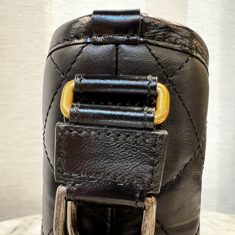 Chanel 黑牛皮菱格霧金釦四色鏈小號肩斜背包-10