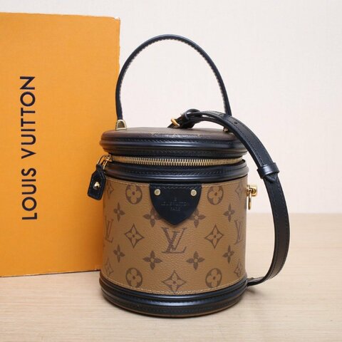LOUIS VUITTON CANNES圓桶包拼色PVC晶片老花肩背包