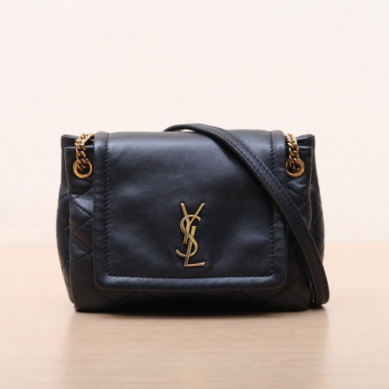 SAINT LAURENT NolitaMini18黑色羊皮金扣肩背包-1