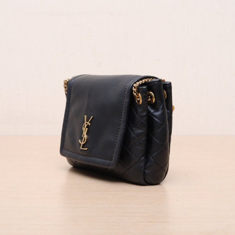 SAINT LAURENT NolitaMini18黑色羊皮金扣肩背包-4