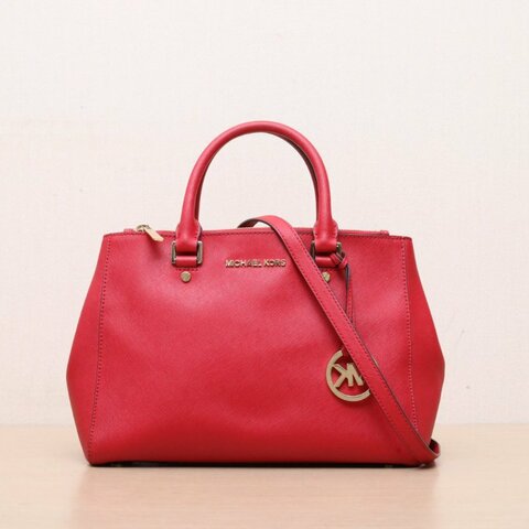 MICHAEL KORS 紅色牛皮手提郵差包斜挎包肩背包