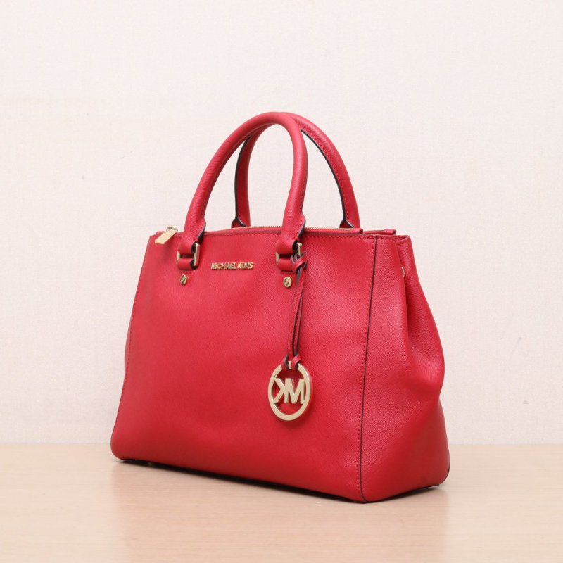 MICHAEL KORS 紅色牛皮手提郵差包斜挎包肩背包-4