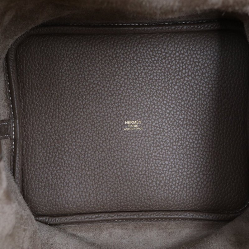 HERMES Picotin22菜籃子18大象灰TC皮Z刻金扣肩背包-2