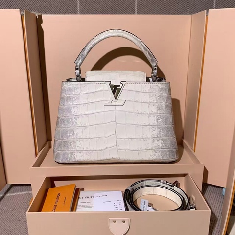 LV 路易威登Capucines 喜馬拉雅原色鰐魚皮小號手提 單肩包