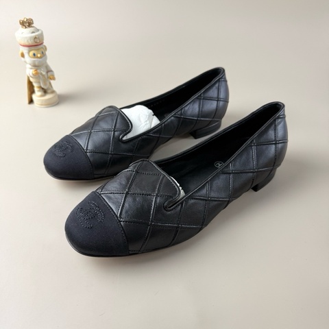 CHANEL/香奈儿 纯黑双C格菱纹芭蕾舞鞋 36.5码 品相完美 格菱纹设计