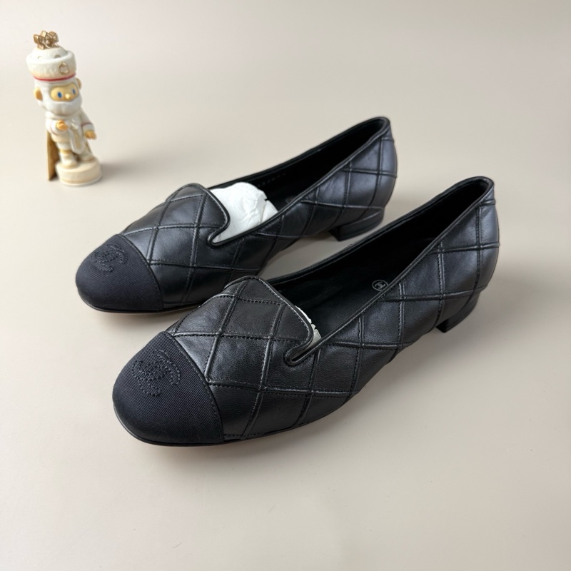 CHANEL/香奈儿 纯黑双C格菱纹芭蕾舞鞋 36.5码 品相完美 格菱纹设计-0