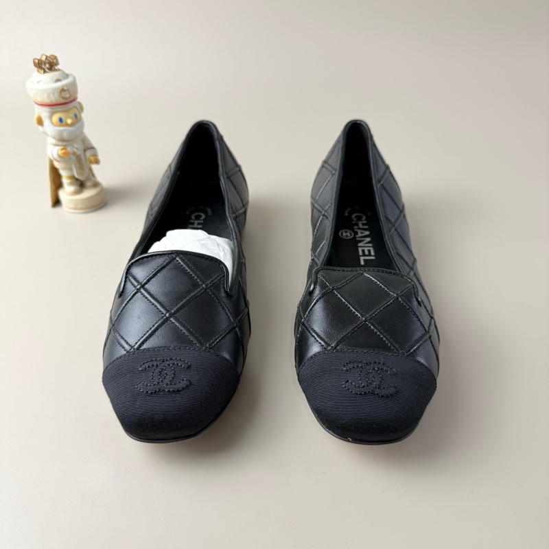 CHANEL/香奈儿 纯黑双C格菱纹芭蕾舞鞋 36.5码 品相完美 格菱纹设计-1