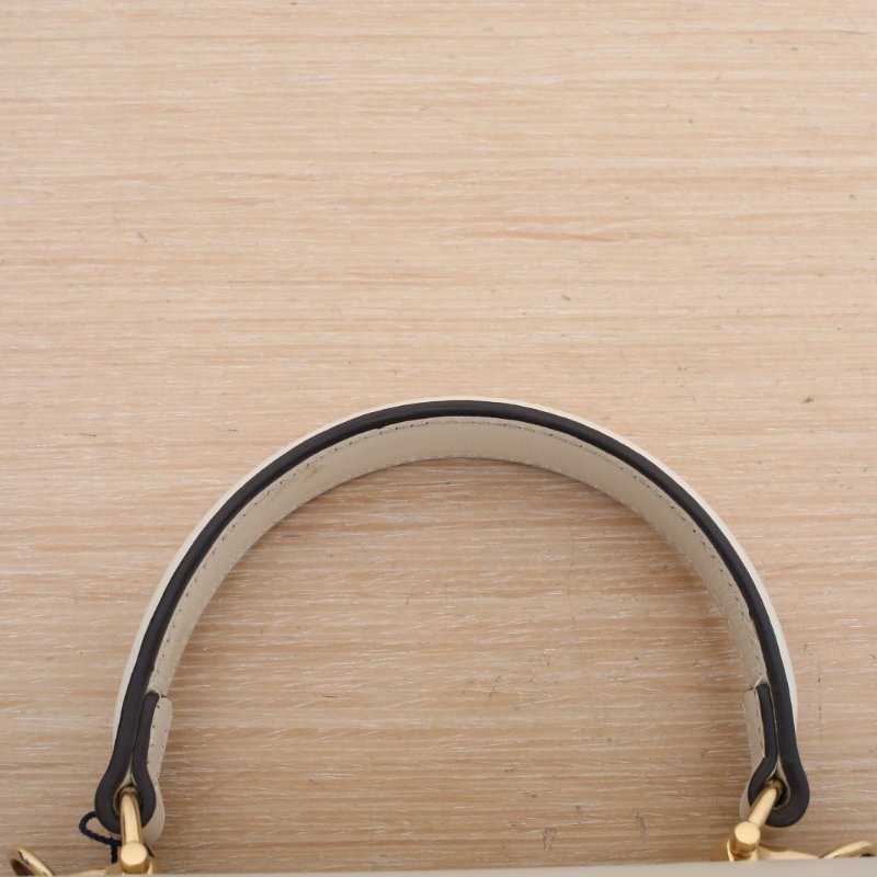 GUCCI 白色牛皮金扣Horsebit馬銜扣1955全皮手提包肩背包-2