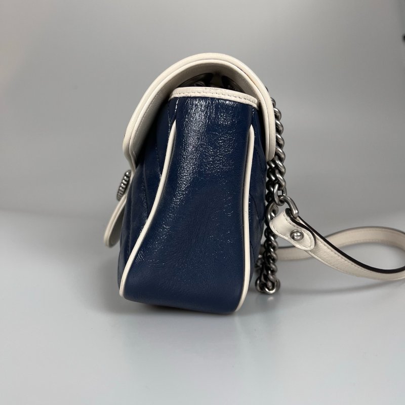 GUCCI 藍白拚色MARMONT掀蓋包-3