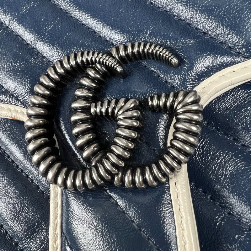 GUCCI 藍白拚色MARMONT掀蓋包-6