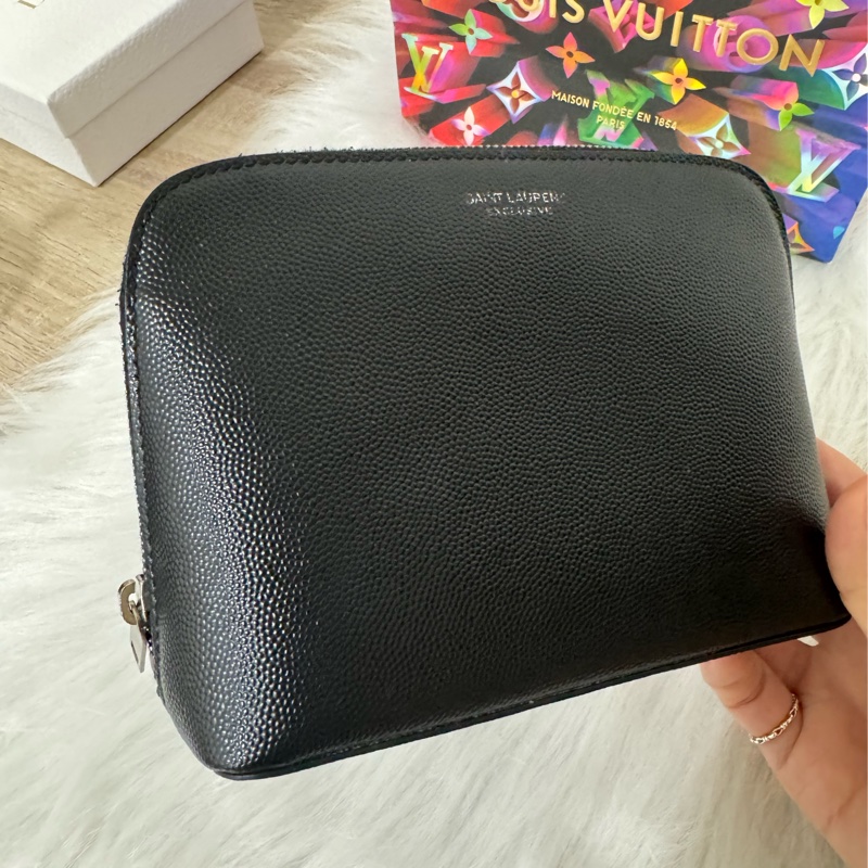 ysl 荔枝牛皮 化妝收納包-15