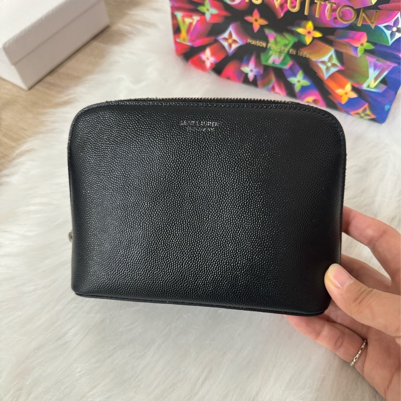 ysl 荔枝牛皮 化妝收納包-16