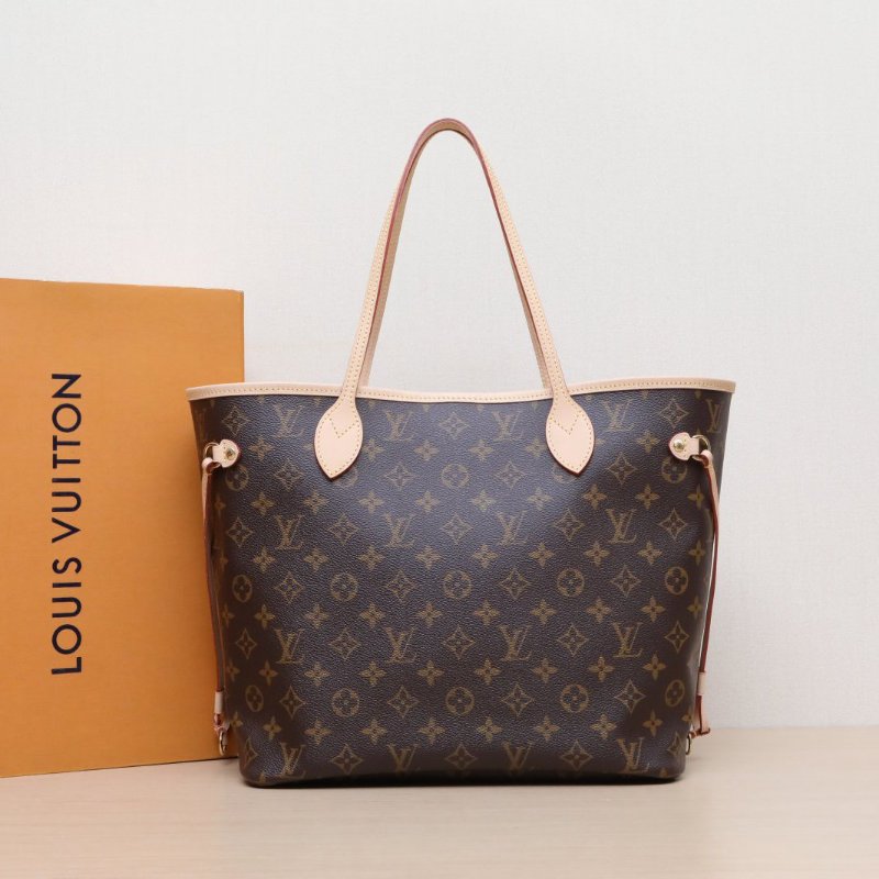 LOUIS VUITTON Neverfull中號31配子袋紅色內裏老花PVC金扣晶片肩背包-0