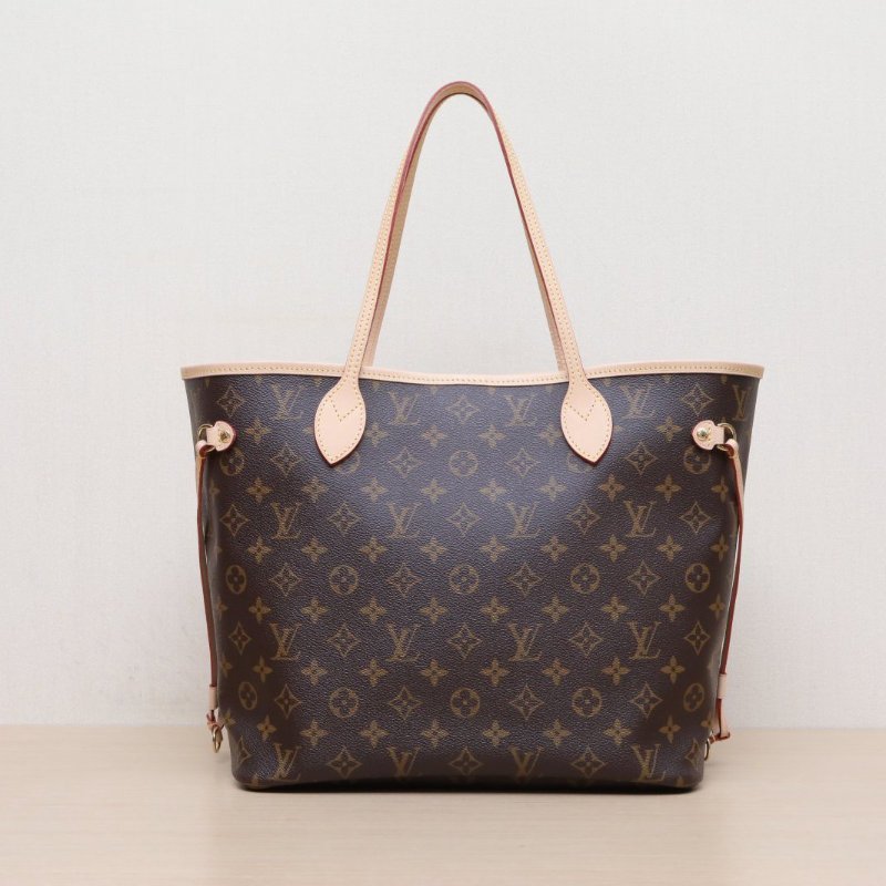 LOUIS VUITTON Neverfull中號31配子袋紅色內裏老花PVC金扣晶片肩背包-1