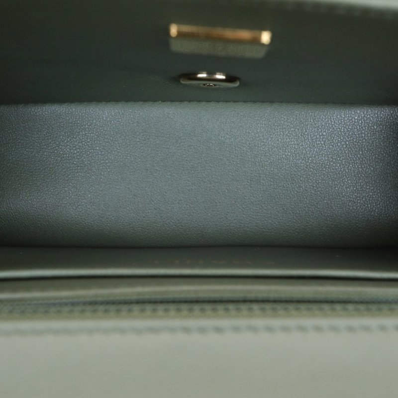 CHANEL CF口蓋包大Mini20綠色羊皮晶片開金扣肩背包-2