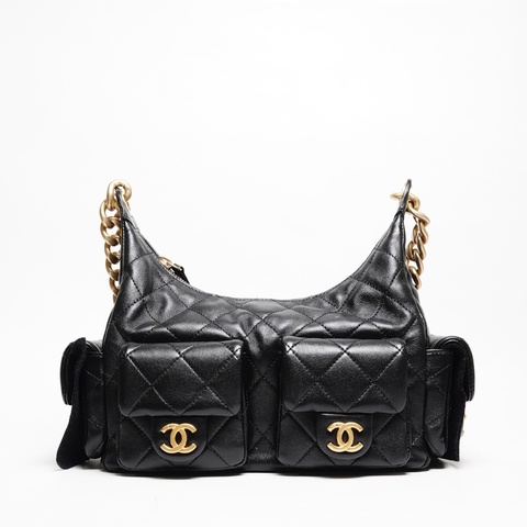 CHANEL 25C Hobo嬉皮包 - 小號黑金