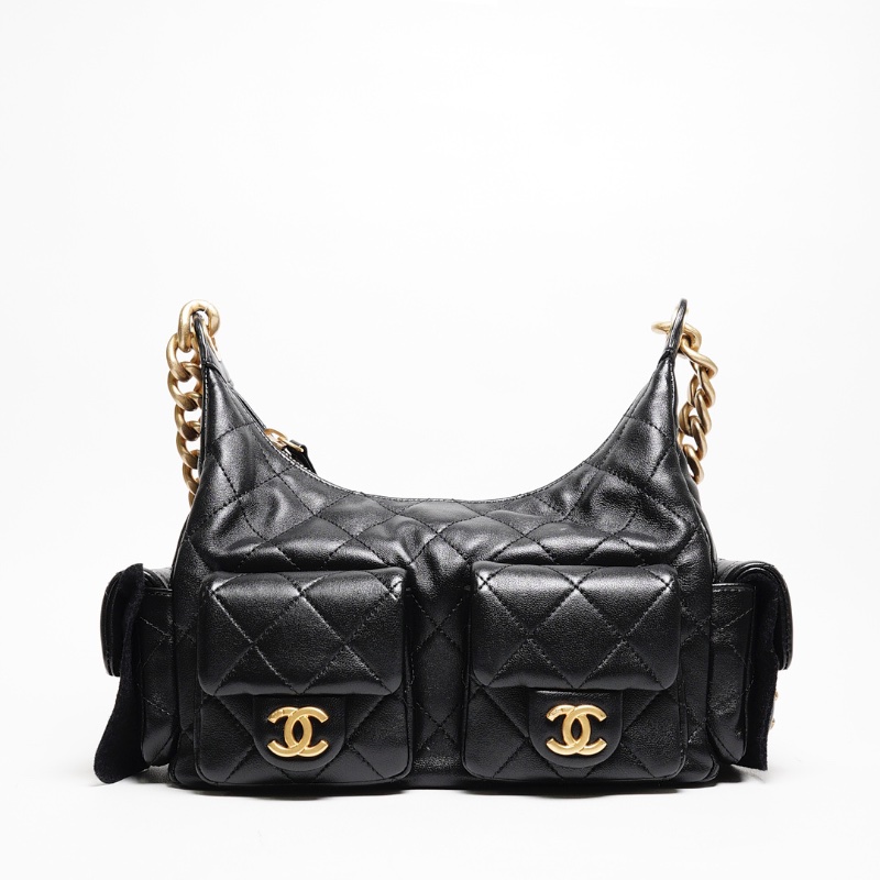 CHANEL 25C Hobo嬉皮包 - 小號黑金-0