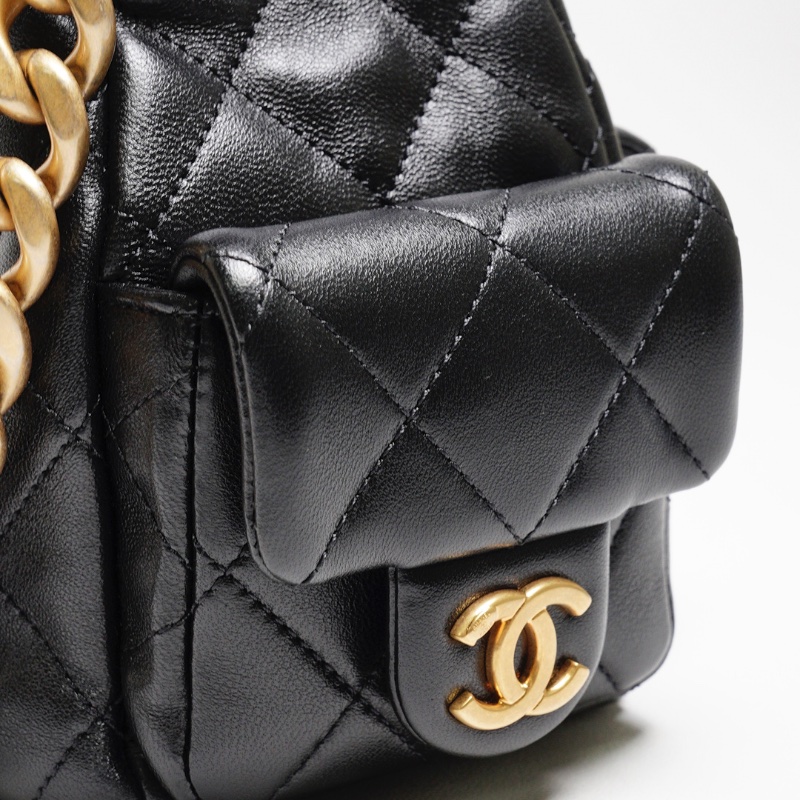 CHANEL 25C Hobo嬉皮包 - 小號黑金-6