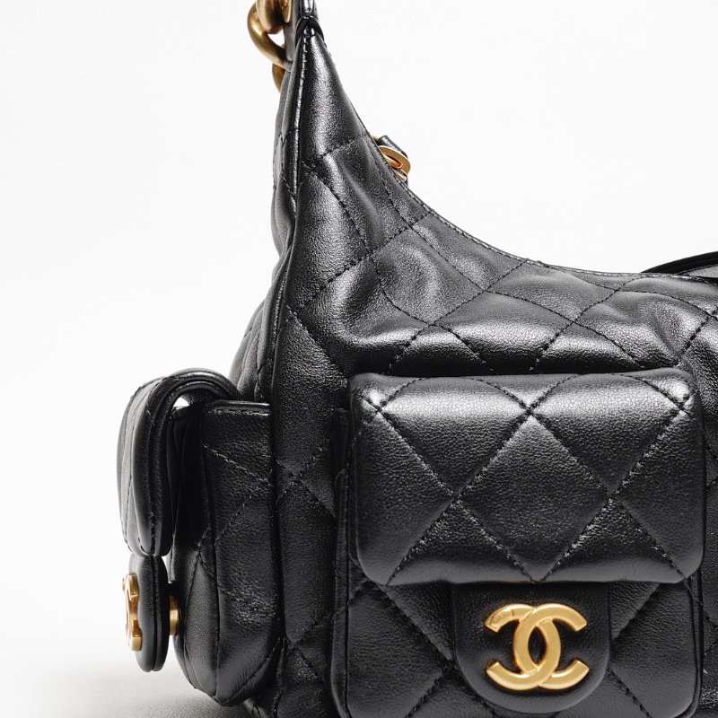 CHANEL 25C Hobo嬉皮包 - 小號黑金-8