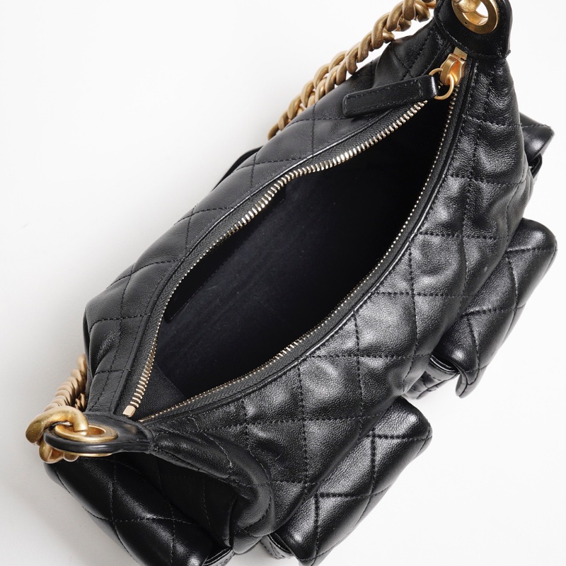 CHANEL 25C Hobo嬉皮包 - 小號黑金-11