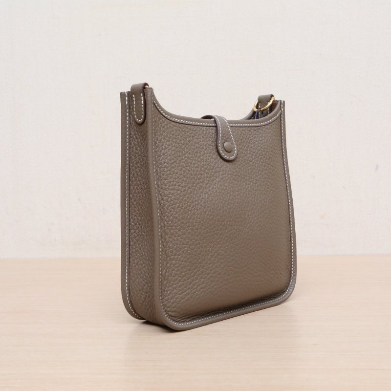 HERMES EvelyneMINI18大象灰TC皮W刻金扣肩背包-4
