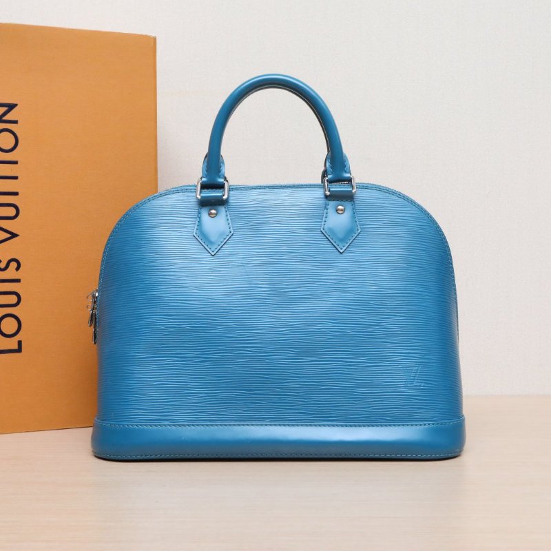 LOUIS VUITTON ALMA貝殼包小號32墨藍色EPI水波紋牛皮2013肩背包-0