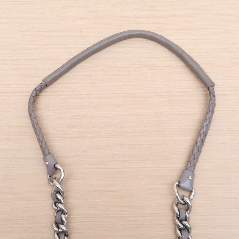 MIU MIU 灰色羊皮銀扣褶皺手提郵差包32肩背包-2