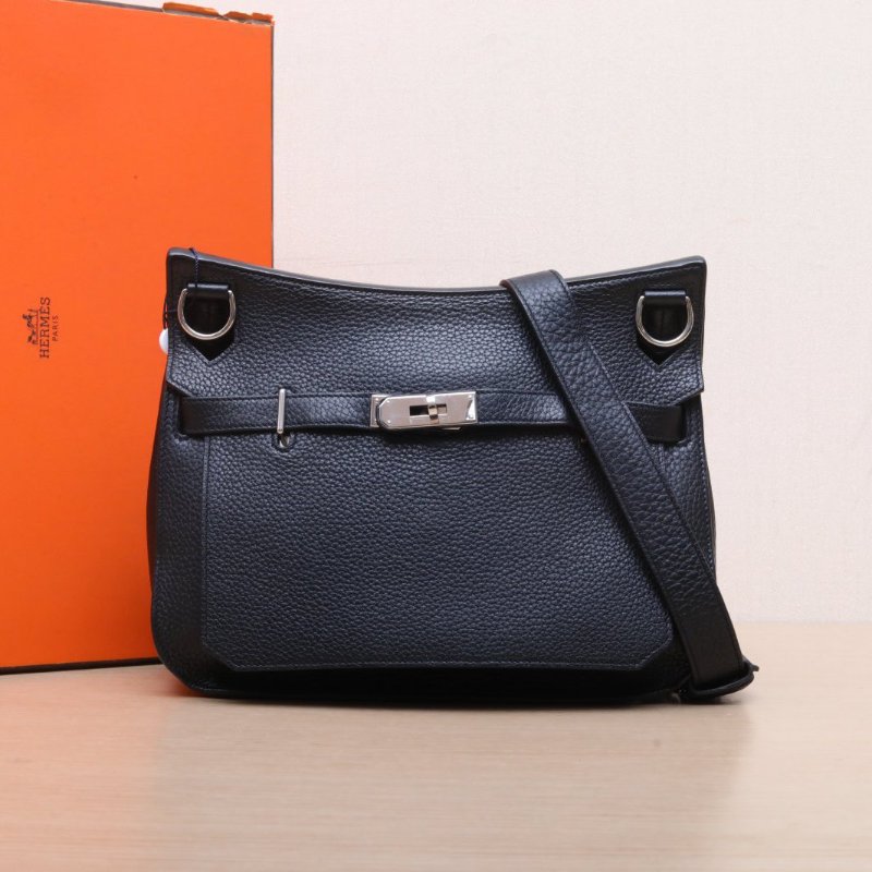 HERMES 吉普賽Jypsiere2889黑色TC皮T刻銀扣肩背包-0