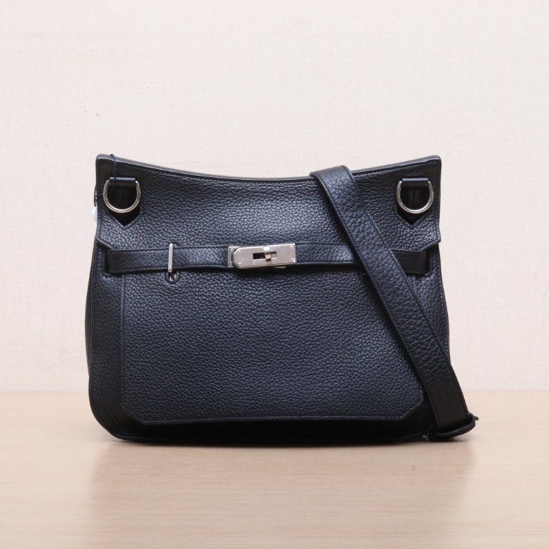 HERMES 吉普賽Jypsiere2889黑色TC皮T刻銀扣肩背包-1