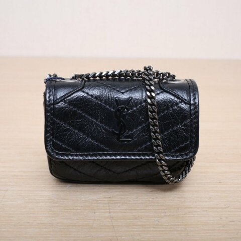 SAINT LAURENT 黑色牛皮黑扣Niki耳機包肩背包