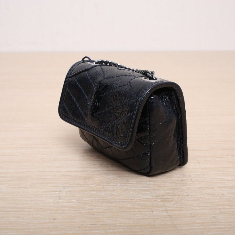 SAINT LAURENT 黑色牛皮黑扣Niki耳機包肩背包-3