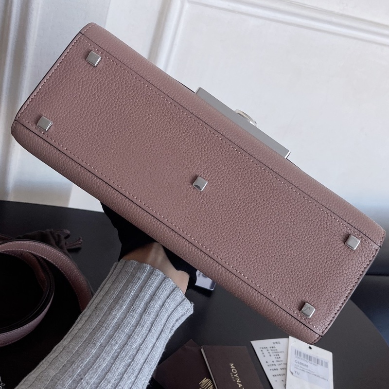 【近新閒置品】莫奈Moynat 荔枝牛皮中號手提單肩斜挎包-4