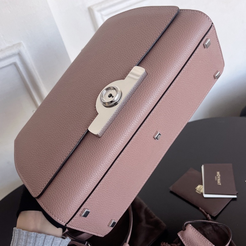 【近新閒置品】莫奈Moynat 荔枝牛皮中號手提單肩斜挎包-7