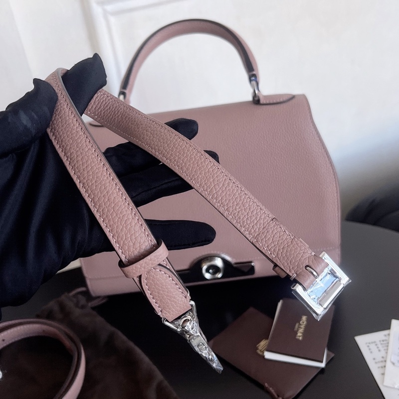 【近新閒置品】莫奈Moynat 荔枝牛皮中號手提單肩斜挎包-11