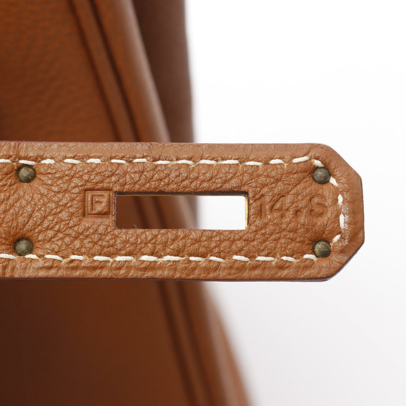 愛馬仕 Birkin 35 手提包 F Togo 皮革棕色金色二手女士 GHW-4
